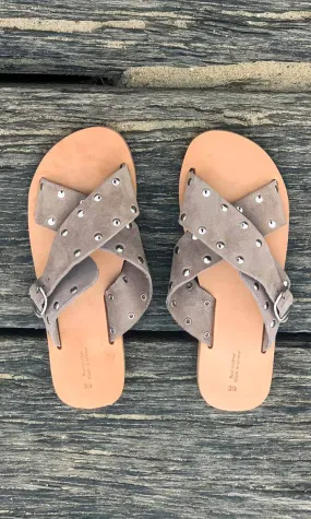 HOSS Natural Cross Stud Sandals