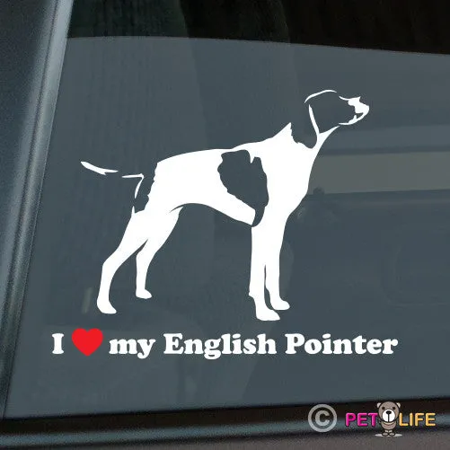 I Love My English Pointer Sticker