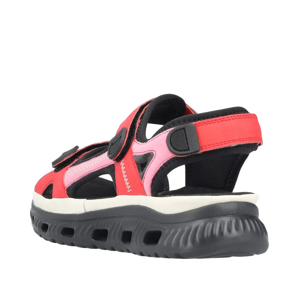 Ladies Rieker Walking Sandal Red/Pink  Multi  64074-33 sale