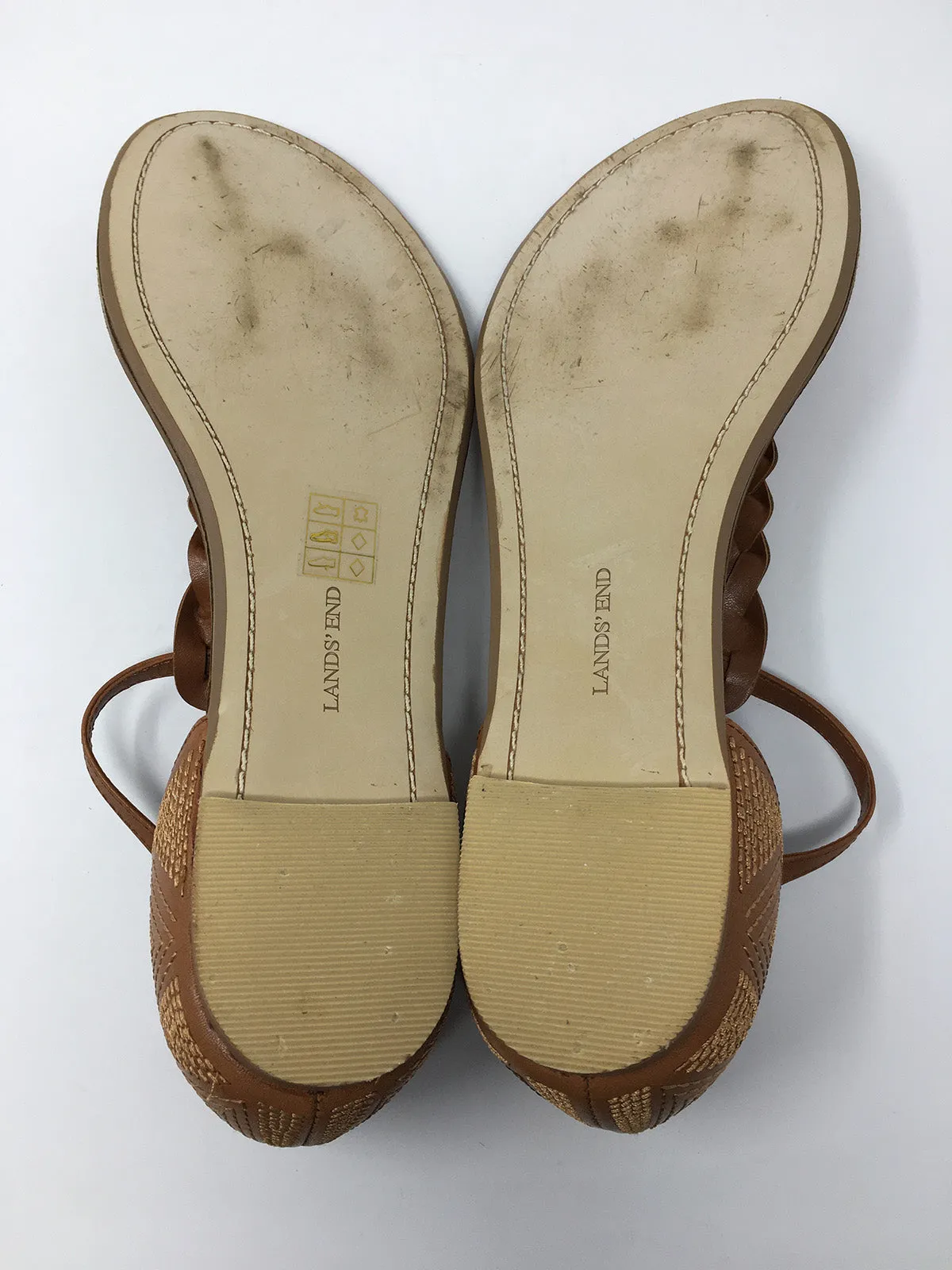 Lands' End Size 11 Tan Embroidered Sandals