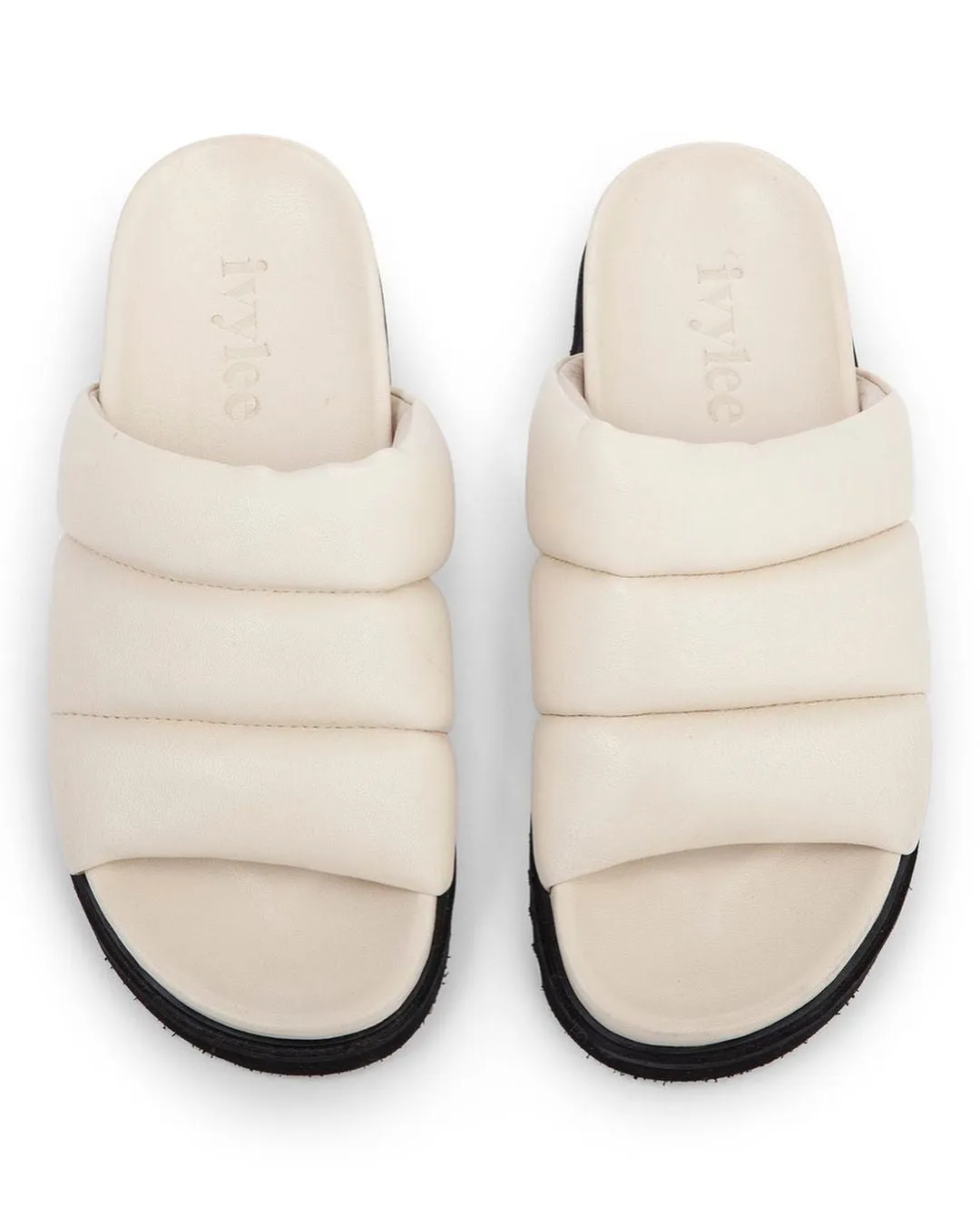 Marley Off White Leather Puffy Sandals