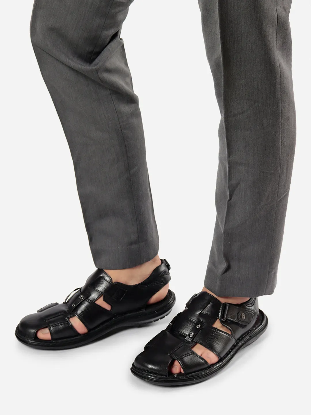 Men's Black Hurache Semi Formal Sandal (ID4118)