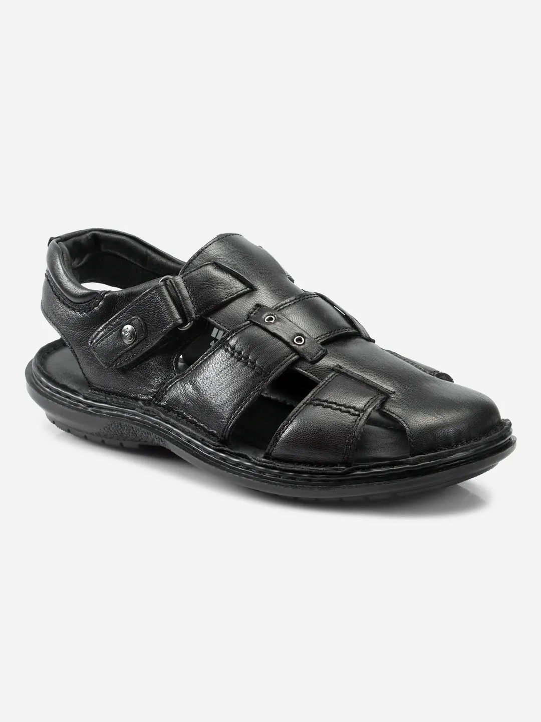 Men's Black Hurache Semi Formal Sandal (ID4118)