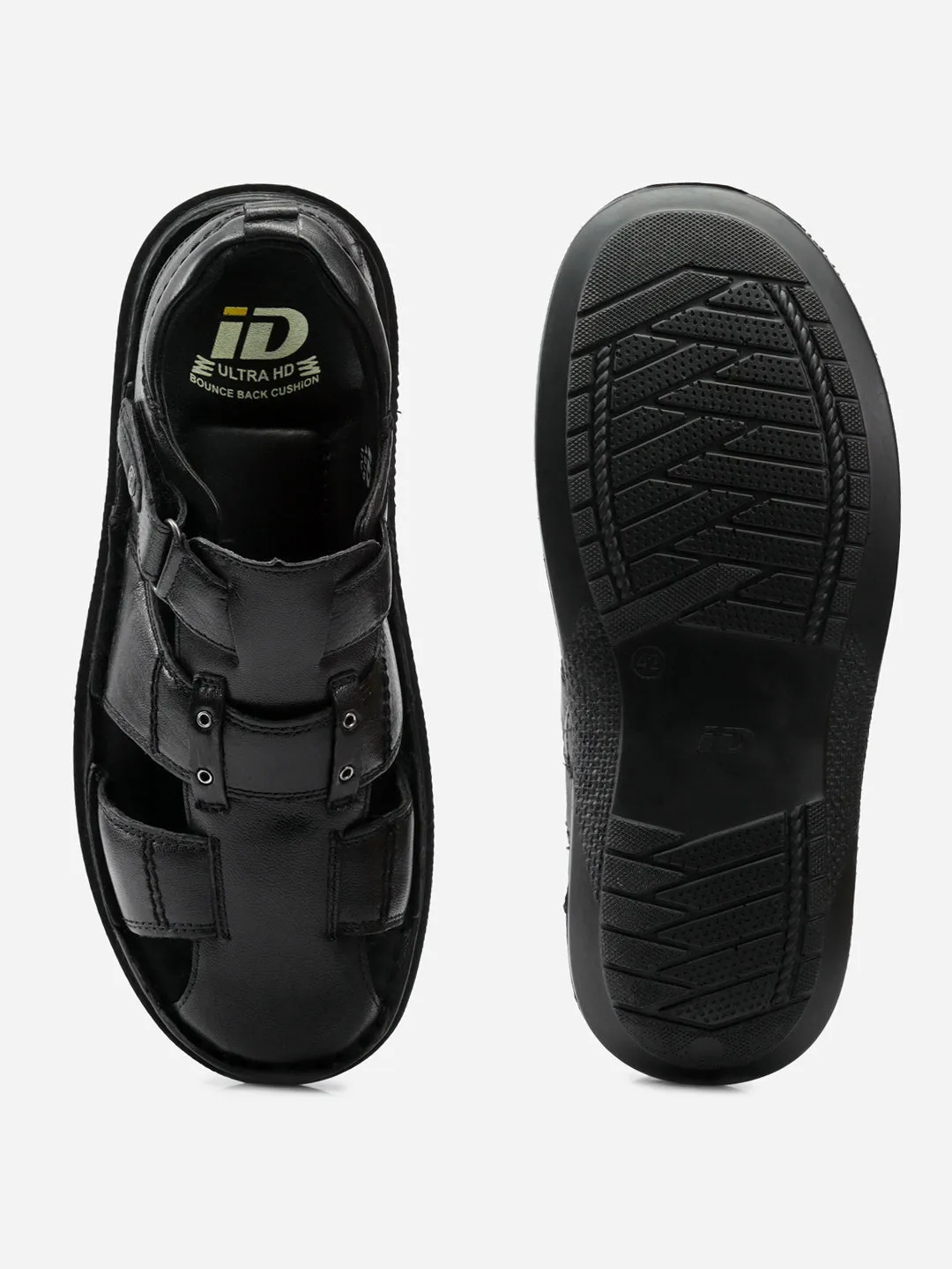 Men's Black Hurache Semi Formal Sandal (ID4118)