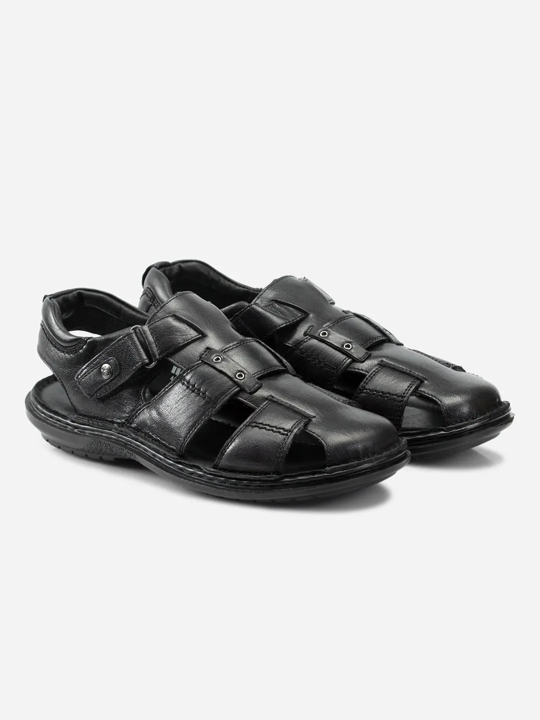 Men's Black Hurache Semi Formal Sandal (ID4118)