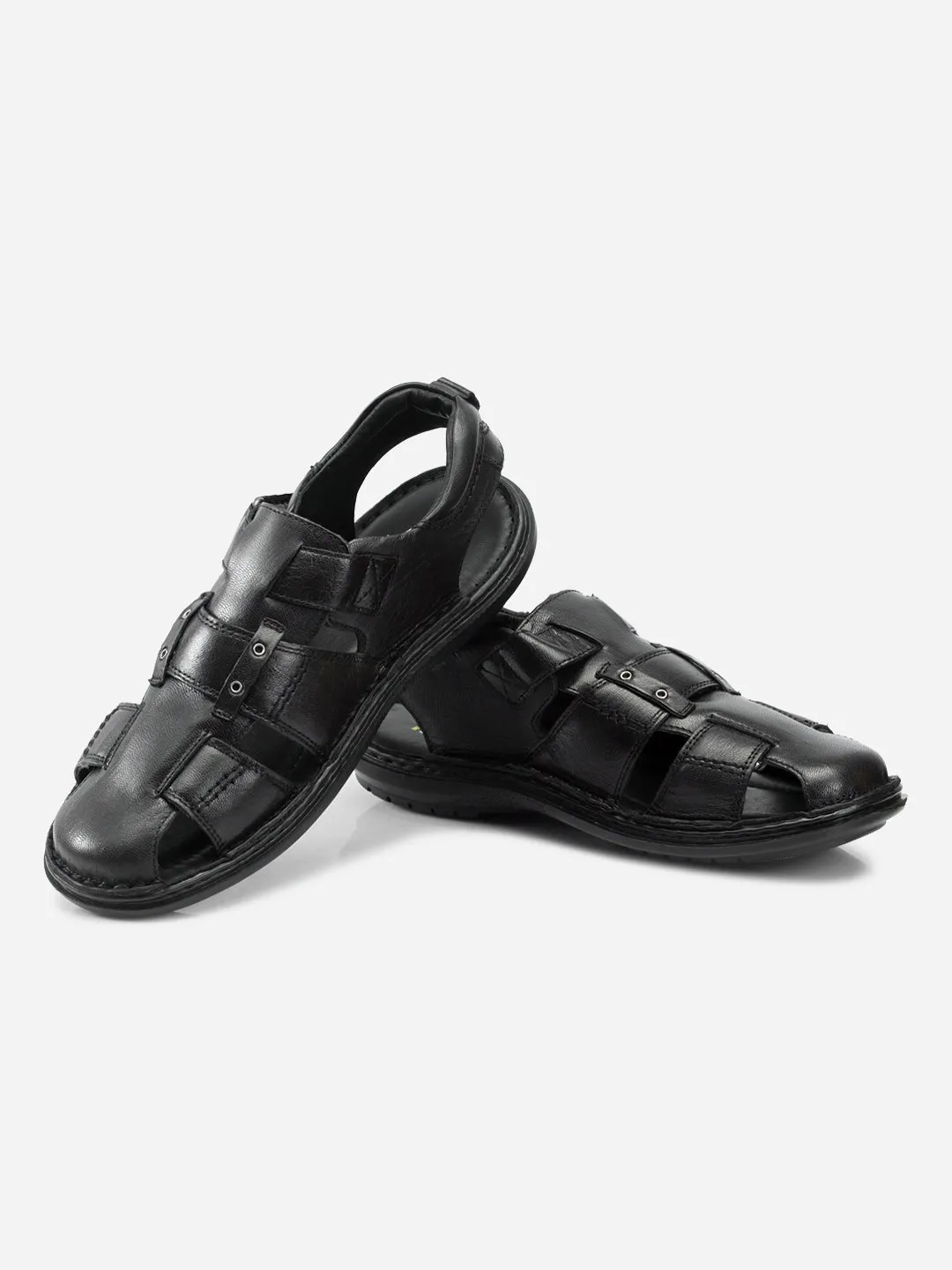 Men's Black Hurache Semi Formal Sandal (ID4118)