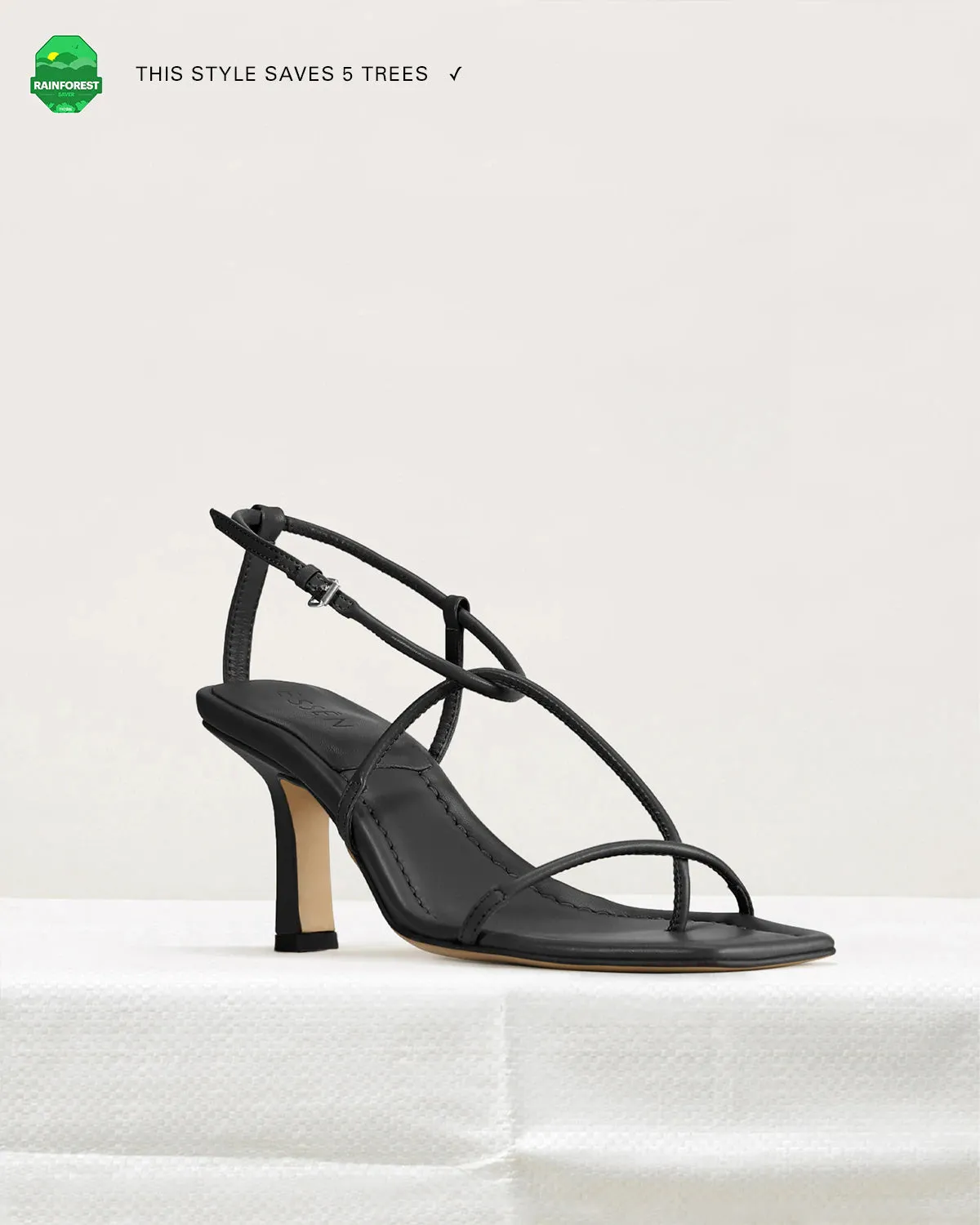 Minimal Strappy Black Heeled Sandal