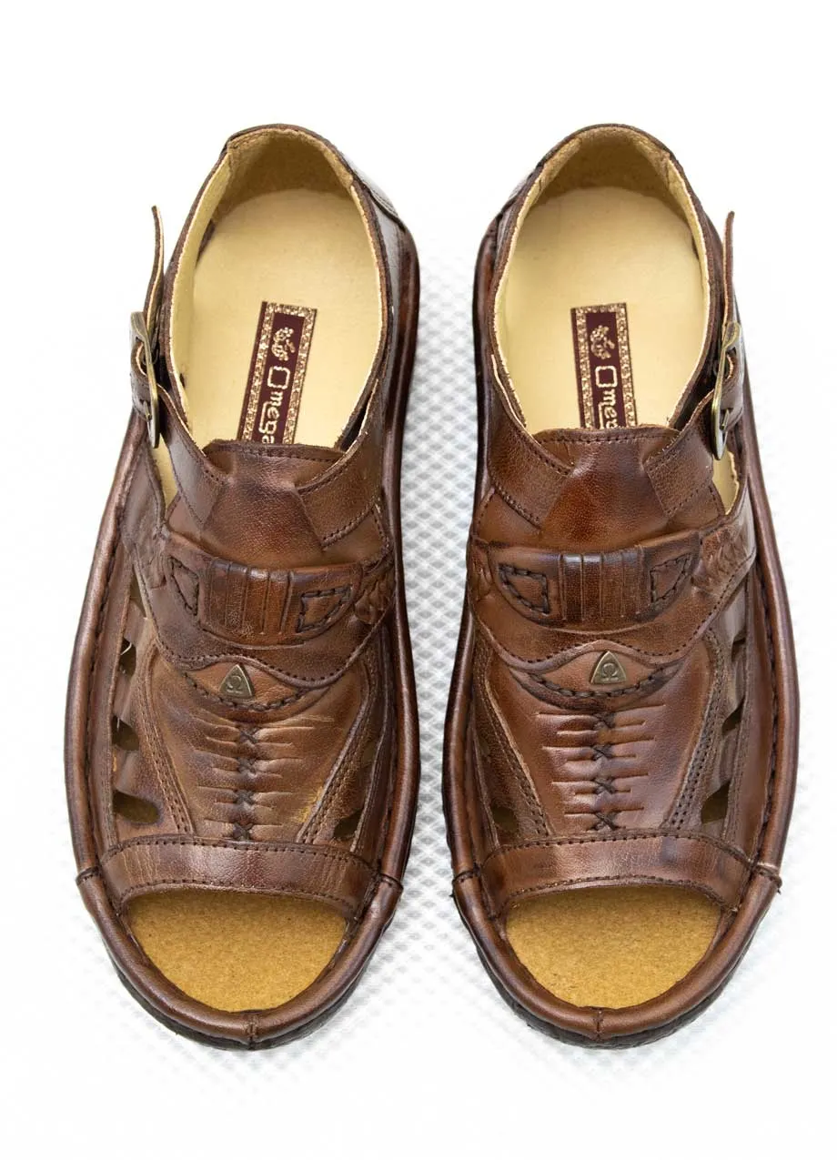 Omega Leather Earth Brown Sandal