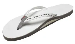 Rainbow Sandals Woman's - Swarovski Crystal 1/2" Strap - Single Layer - White