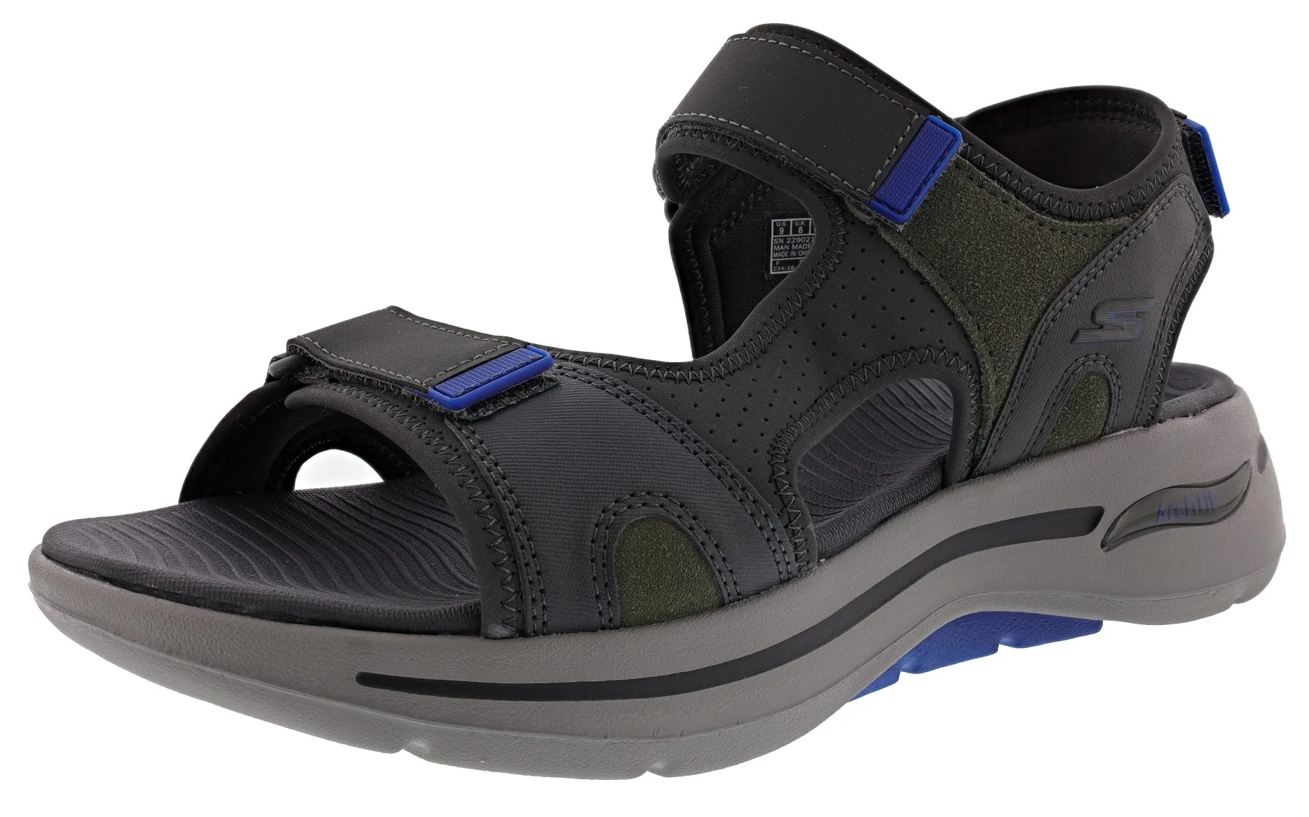 Skechers Men's Go Walk Arch Fit Sandal Mission Hook & Loop Strap Sandals