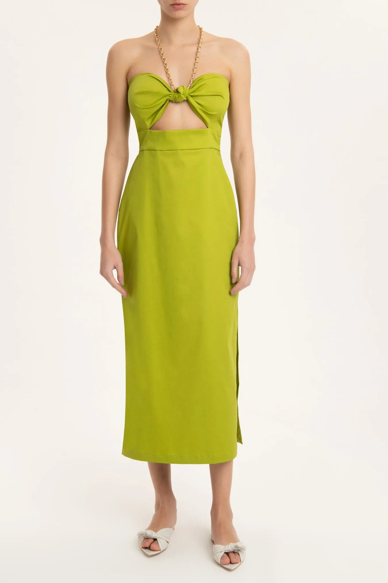 Solid Cut-Out Midi Dress