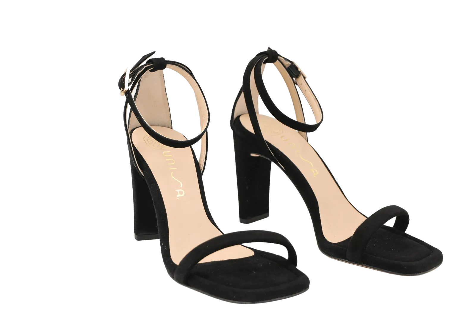 UNISA Black suede barely there sandal SABINA